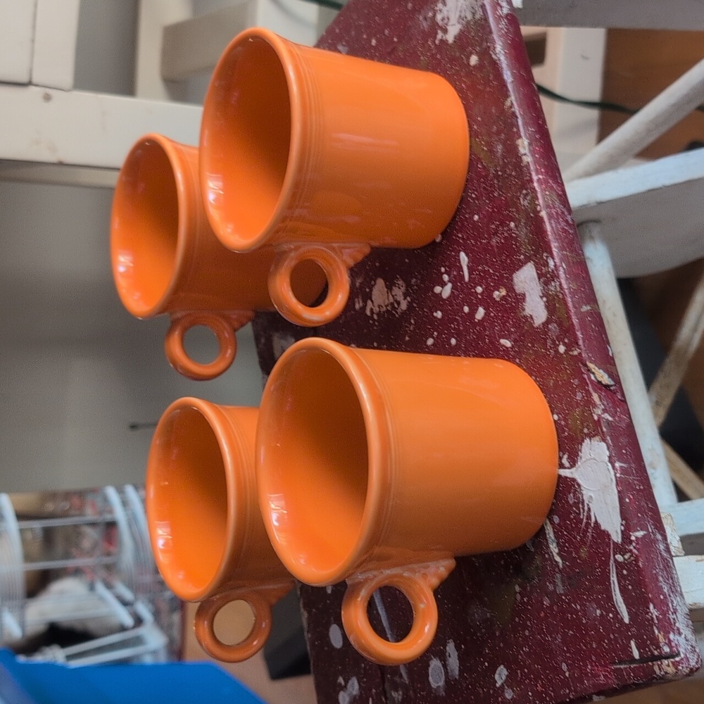 "4"Fiestaware Tangerine Tom&Jerry's Mugs,Post 1986, Retired Color